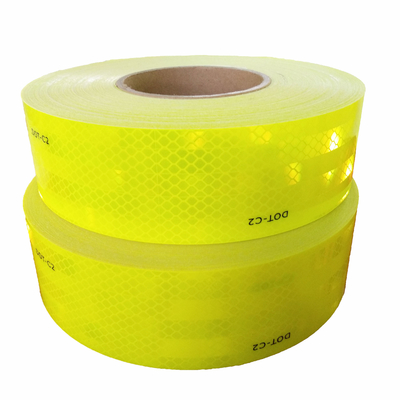 Fluorescent Yellow Reflective Sticker Strong Adhesive Conspicuity Retro DOT C2 Reflective Tape For Truck