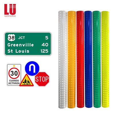 48INCHx150FT Retro สีขาวพิมพ์ Micro Prismatic แผ่นสะท้อนแสงไวนิลเรเดียมม้วนฟิล์มสะท้อนแสงม้วนสำหรับป้ายถนน