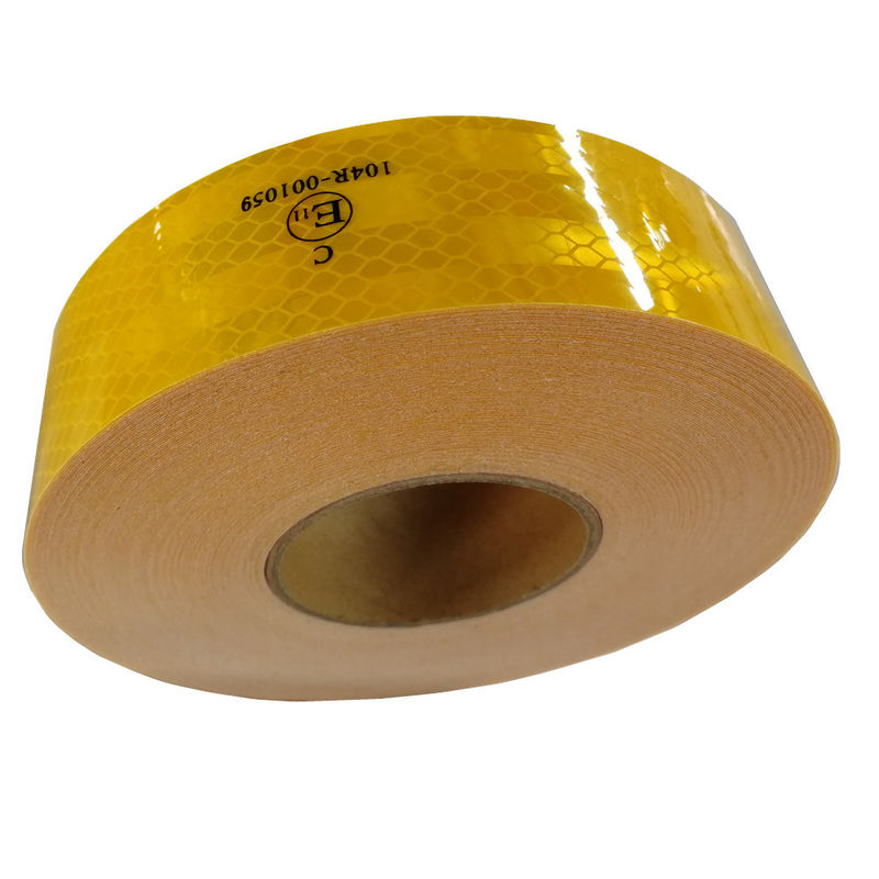 5cm * 50 ม. เทปนิรภัยสีเหลืองสะท้อนความร้อนที่กำหนดเองสำหรับรถพ่วงพ่วงอย่างต่อเนื่อง