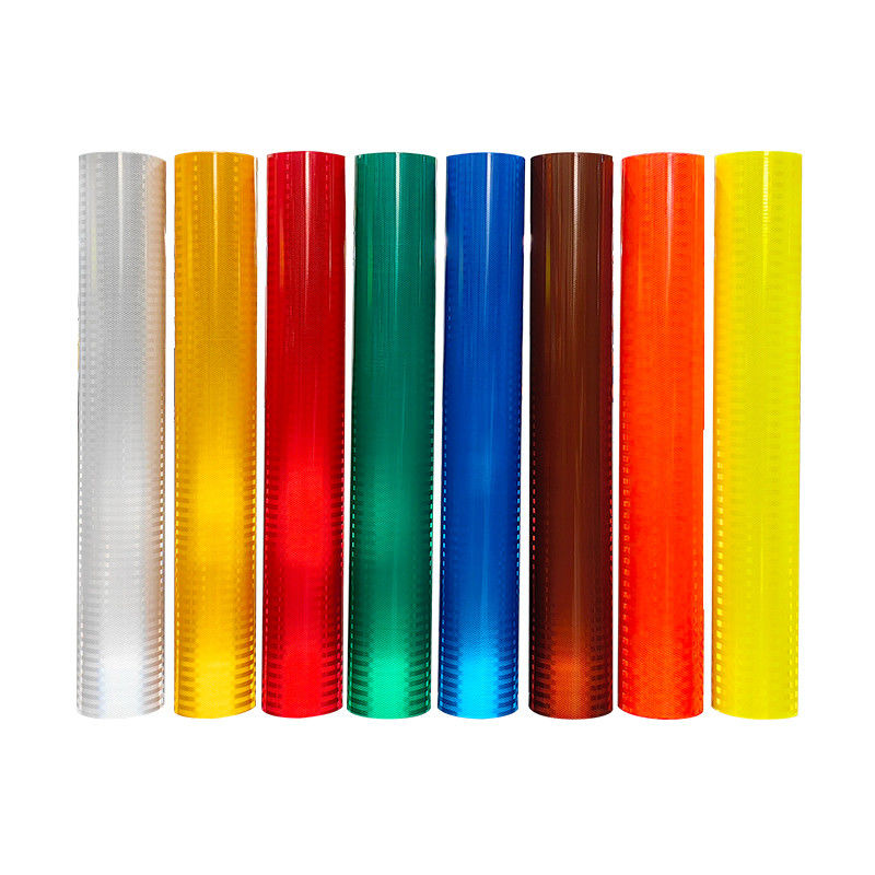High Visibility Road Way Safety Vinyl Prismatic EGP Yellow Latex Sheeting Reflective Vinyl Roll ภาพที่เห็นได้ชัดสูง