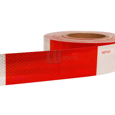 Self Adhesive DOT C2 DOT-C2 สีแดงและสีขาว Micro Prismatic Retro สะท้อนแสงสติกเกอร์เทปสะท้อนแสงสำหรับรถพ่วงรถบรรทุก