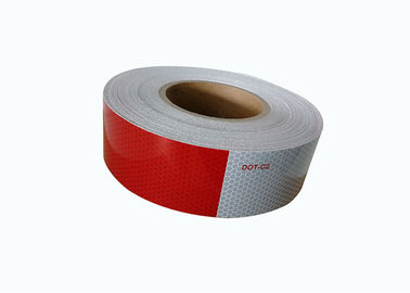 0.05*45.72m Dot C2 Reflective Tape  ,  Red Trailer Reflector Stickers Pressure Sensitive Adhesive
