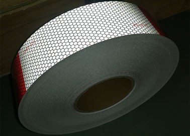 0.05*45.72m Dot C2 Reflective Tape  ,  Red Trailer Reflector Stickers Pressure Sensitive Adhesive